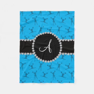 Monogram sky blue cheerleading zwarte cirkel fleece deken