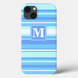Monogram sky blue strepen Hoesje-Mate iPhone case