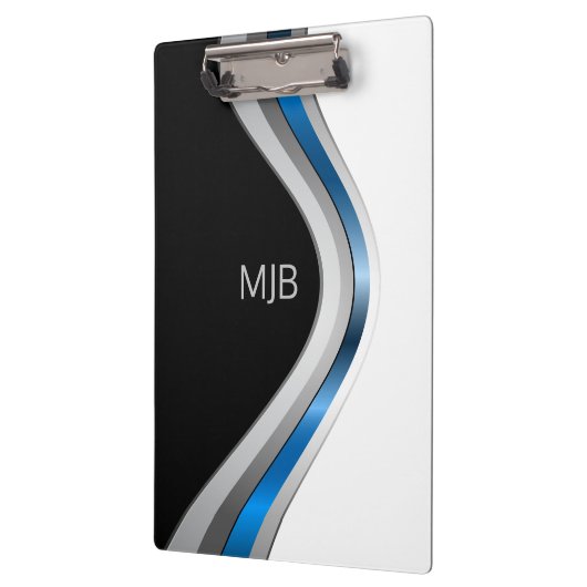 Monogram Slanke Curven Modern Metallic Patroon Klembord (Links)