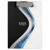 Monogram Slanke Curven Modern Metallic Patroon Klembord (Voorkant)