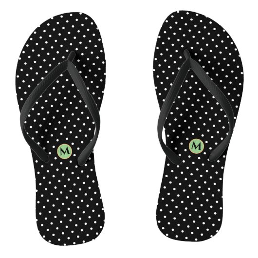 Monogram Small Polka Dot Black White Teenslippers (Voetbed)