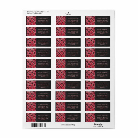 Monogram Snake Black en Red Print Etiket (Full Sheet)