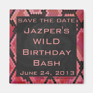 Monogram Snake Black en Red Print Magneet