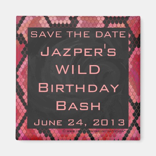 Monogram Snake Black en Red Print Magneet (Voorkant)