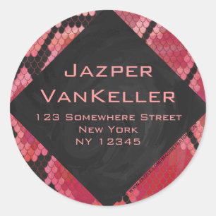Monogram Snake Black en Red Print Ronde Sticker