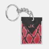 Monogram Snake Black en Red Print Sleutelhanger (Voorkant Links)