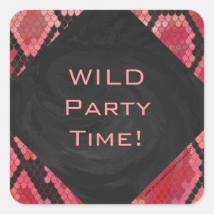 Monogram Snake Black en Red Print Vierkante Sticker