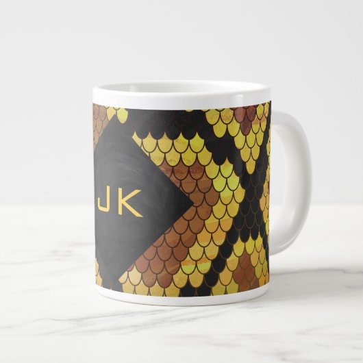 Monogram Snake Brown and Gold Print Extra Grote Beker (Voorkant rechts)