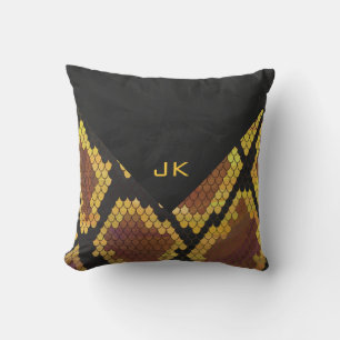 Monogram Snake Brown and Gold Print Kussen