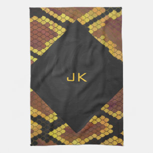 Monogram Snake Brown and Gold Print Theedoek