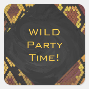 Monogram Snake Brown and Gold Print Vierkante Sticker
