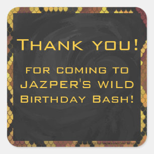 Monogram Snake Brown and Gold Print Vierkante Sticker