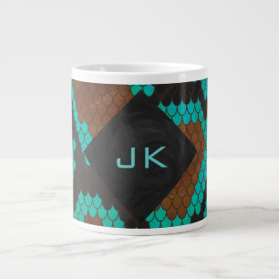 Monogram Snake Brown en Blauwgroen print Extra Grote Beker