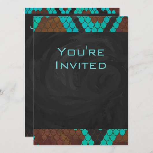 Monogram Snake Brown en Blauwgroen print Kaart (Voorkant / Achterkant)