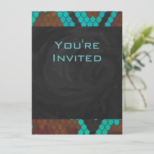 Monogram Snake Brown en Blauwgroen print Kaart (Staand voorkant)