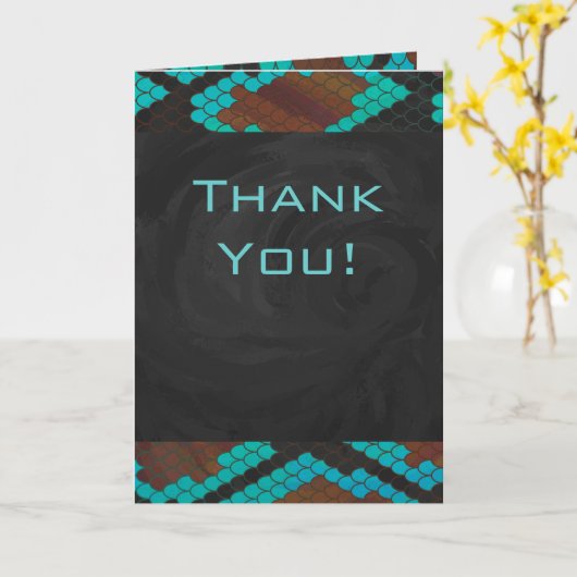 Monogram Snake Brown en Blauwgroen print Kaart (Gele Bloem)