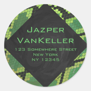 Monogram Snake Green en Black Ronde Sticker