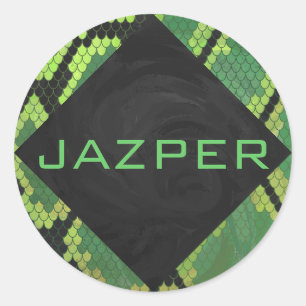 Monogram Snake Green en Black Ronde Sticker