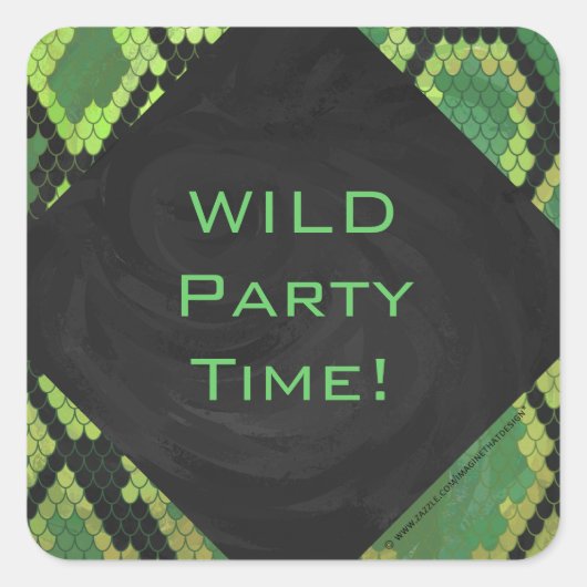 Monogram Snake Green en Black Vierkante Sticker (Voorkant)