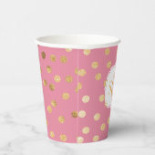 Monogram Snoep Roze Glitter Dot Patroon Papieren Bekers (Rechts)