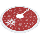 Monogram Snowflake kerstboom Rood/wit Kerstboom Rok (Gekanteld)