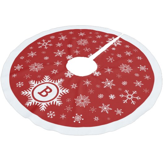 Monogram Snowflake kerstboom Rood/wit Kerstboom Rok (Gekanteld)