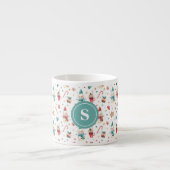 Monogram Snowman & Sweets Pattern 6oz Espresso Cup Kop (Voorkant)