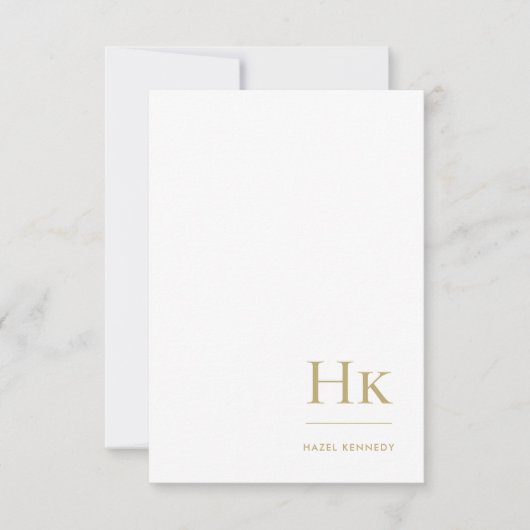 Monogram Social Notecard Elegant Zwart Goud Notitiekaartje (Voorkant)