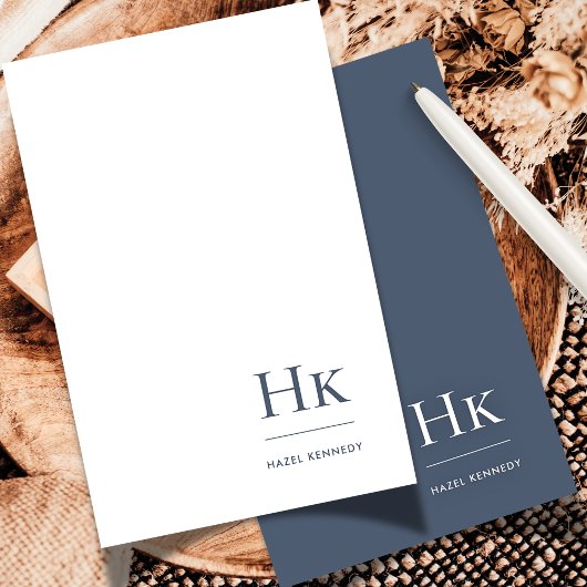 Monogram Social Notecard Professionele Marine Wit Notitiekaartje