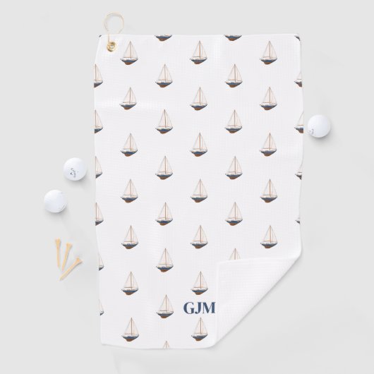 Monogram soepel zeilen nautische kust preppy golfhanddoek (Insitu)