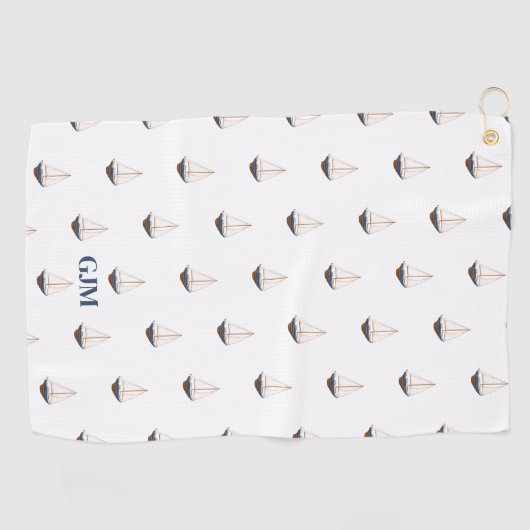 Monogram soepel zeilen nautische kust preppy golfhanddoek (Horizontaal)