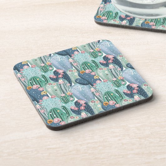 Monogram | Soft Patel Cactus Pattern Bier Onderzetter (Linkerzijde)