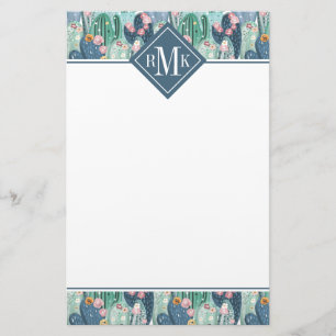 Monogram Soft Patel Cactus Pattern Briefpapier