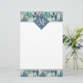 Monogram | Soft Patel Cactus Pattern Briefpapier (Staand voorkant)