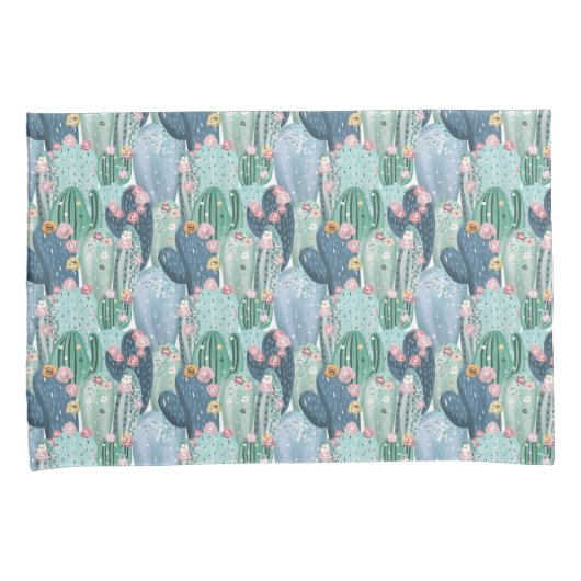 Monogram | Soft Patel Cactus Pattern Kussensloop (Voorkant-Rechts)