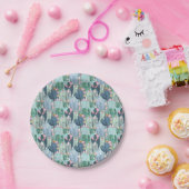 Monogram | Soft Patel Cactus Pattern Papieren Bordje (Feest)