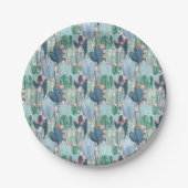 Monogram | Soft Patel Cactus Pattern Papieren Bordje (Voorkant)