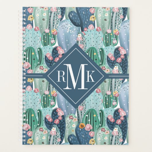 Monogram | Soft Patel Cactus Pattern Planner (Voorkant)