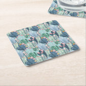 Monogram | Soft Patel Cactus Pattern Vierkante Kartonnen Onderzetter (Schuin)