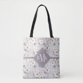 Monogram | Soft roze Waterverf Patroon Draagtas (Voorkant)