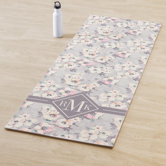 Monogram | Soft roze Waterverf Patroon Yogamat (In situ)