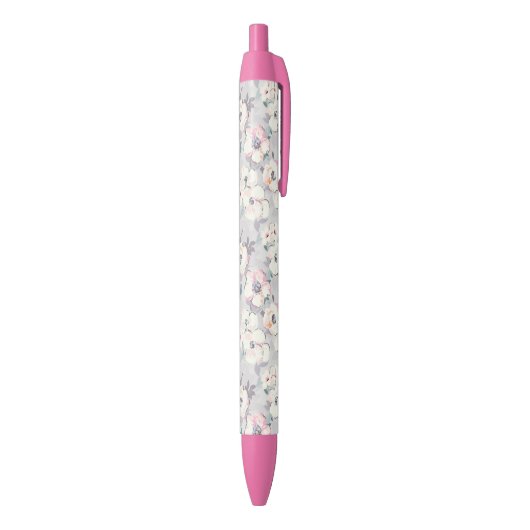 Monogram | Soft roze Waterverf Patroon Zwarte Inkt Pen (Achterkant (Verticaal))