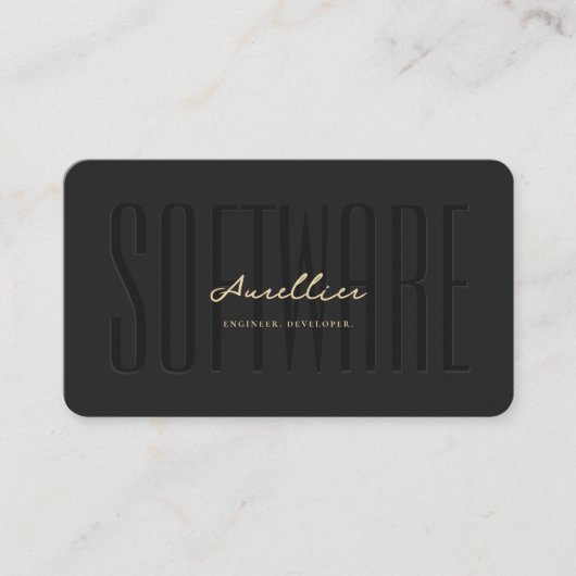 Monogram Software Engineer Modern Zwart Goud Visitekaartje (Voorkant)