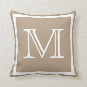 MONOGRAM Solid beige Tan tauplica platte kussen