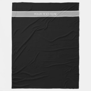 Monogram Solid Black, donkergrijze lint Fleece Deken