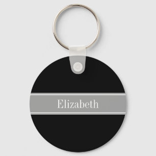 Monogram Solid Black, donkergrijze lint Sleutelhanger