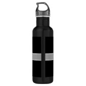 Monogram Solid Black, donkergrijze lint Waterfles (Achterkant)