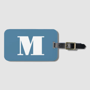 Monogram Solid Blue Pastel Minimalist Professional Bagagelabel