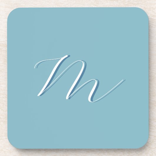Monogram Solid Blue Pastel Minimalist Professional Bier Onderzetter (Voorkant)