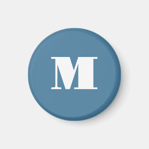 Monogram Solid Blue Pastel Minimalist Professional Magneet